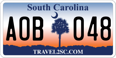 SC license plate AOB048