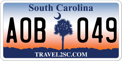 SC license plate AOB049