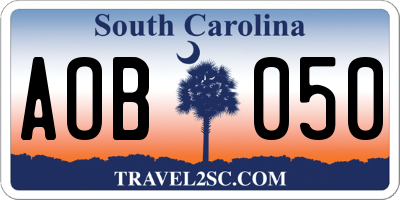 SC license plate AOB050