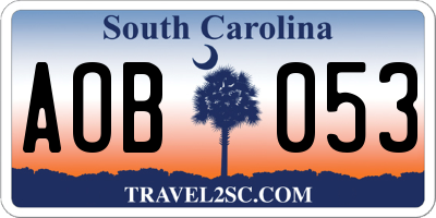 SC license plate AOB053