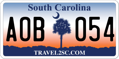 SC license plate AOB054