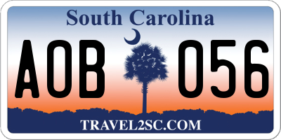 SC license plate AOB056