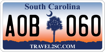 SC license plate AOB060