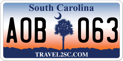 SC license plate AOB063