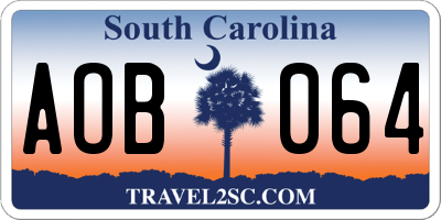 SC license plate AOB064