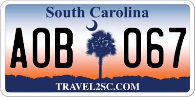 SC license plate AOB067