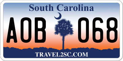 SC license plate AOB068