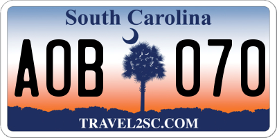 SC license plate AOB070