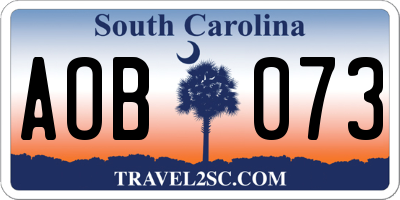 SC license plate AOB073