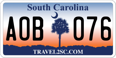 SC license plate AOB076