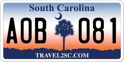 SC license plate AOB081