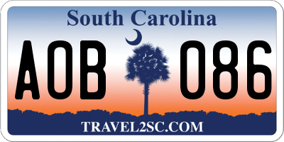 SC license plate AOB086