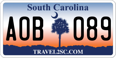 SC license plate AOB089