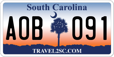 SC license plate AOB091