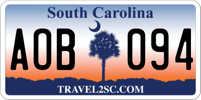 SC license plate AOB094