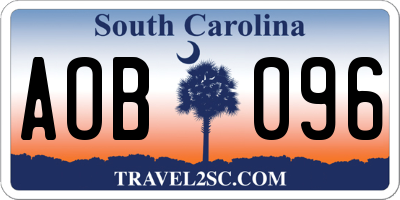 SC license plate AOB096