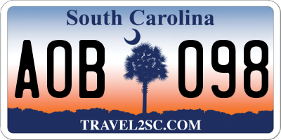 SC license plate AOB098