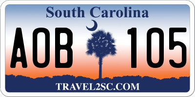 SC license plate AOB105