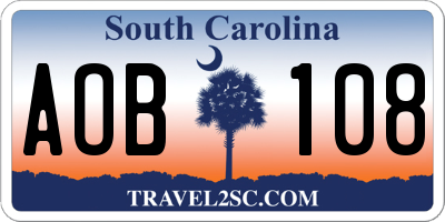 SC license plate AOB108