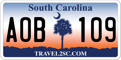 SC license plate AOB109