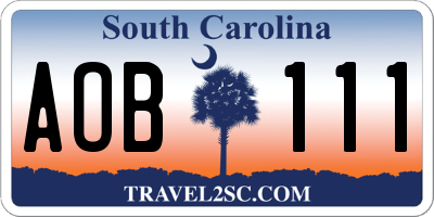 SC license plate AOB111