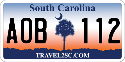 SC license plate AOB112