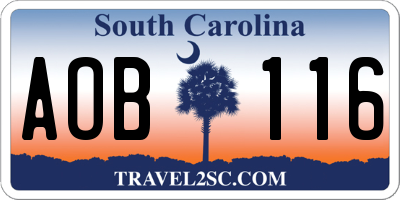 SC license plate AOB116