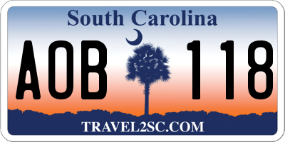 SC license plate AOB118