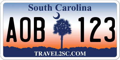 SC license plate AOB123