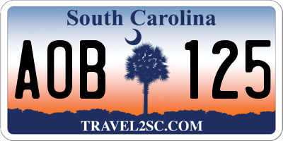 SC license plate AOB125