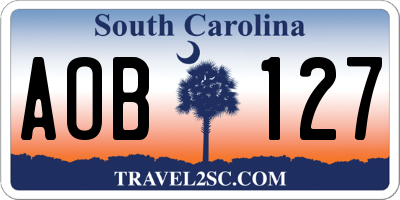 SC license plate AOB127