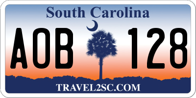 SC license plate AOB128
