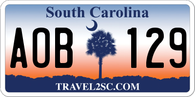 SC license plate AOB129