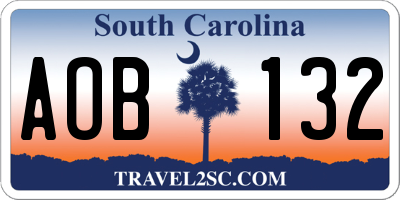 SC license plate AOB132