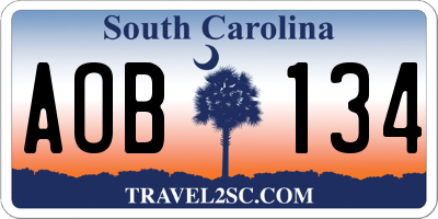 SC license plate AOB134