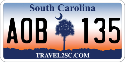 SC license plate AOB135