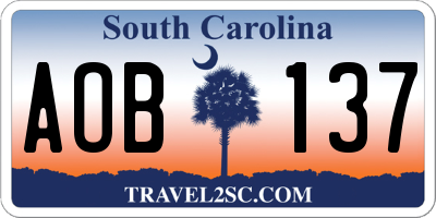 SC license plate AOB137