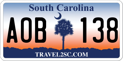 SC license plate AOB138