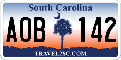 SC license plate AOB142