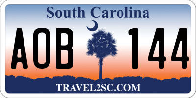 SC license plate AOB144