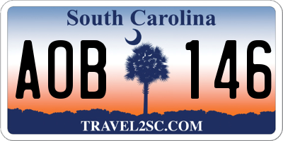 SC license plate AOB146