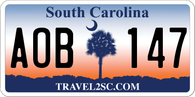 SC license plate AOB147
