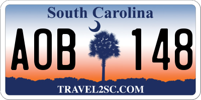 SC license plate AOB148