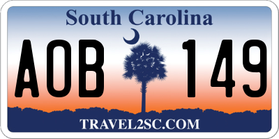 SC license plate AOB149