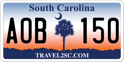 SC license plate AOB150