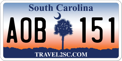 SC license plate AOB151