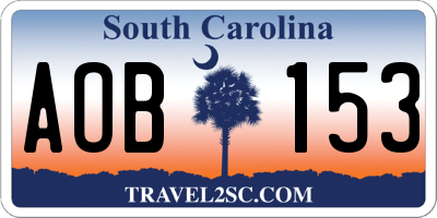 SC license plate AOB153