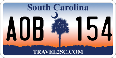 SC license plate AOB154