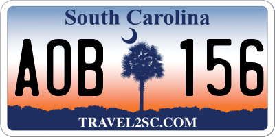 SC license plate AOB156