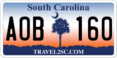 SC license plate AOB160